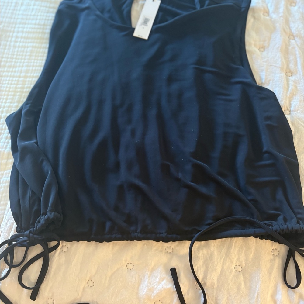 NWT Banana Republic Black bubble top with side ties